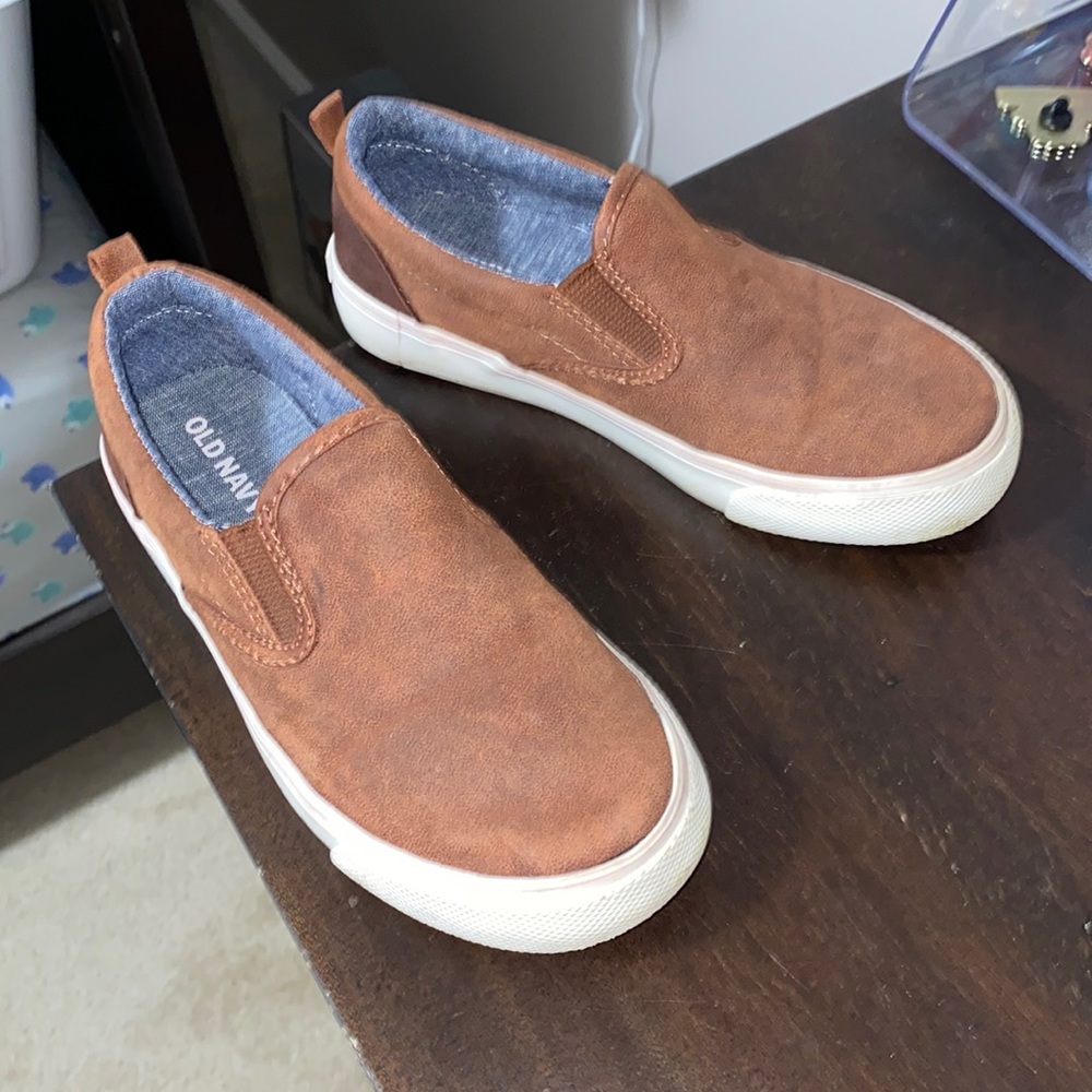 Brown moccasins.